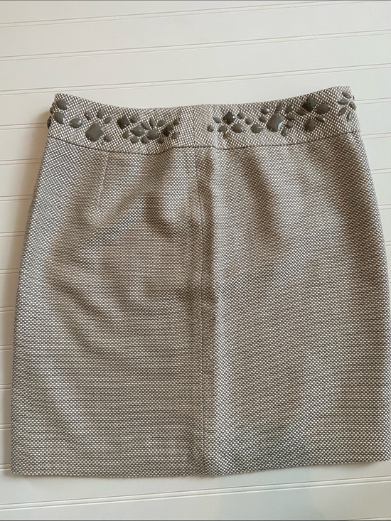 The Limited Dresses & Skirts - The Limited Tweed Mini Skirt Size 8 Embellished Waist Zip Beige‎ Office-Chic NWT